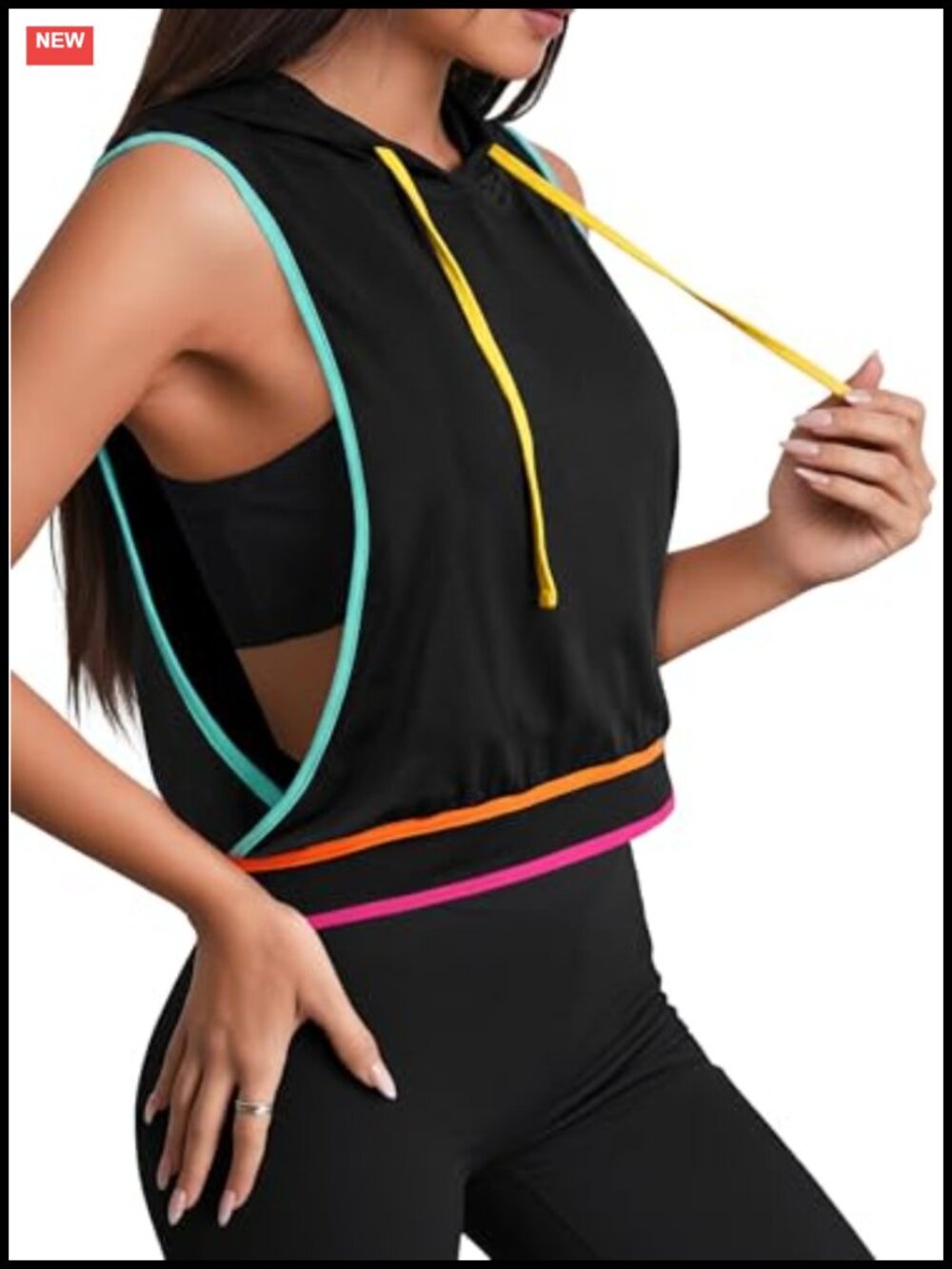 Sleeveless Hooded Crop Tank Top Workout Gym Athletic Shirt